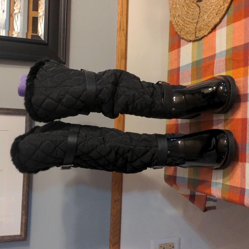 Women's Size 9W Avenue Black Quilted With Fur Slip On Boot New Without Tags